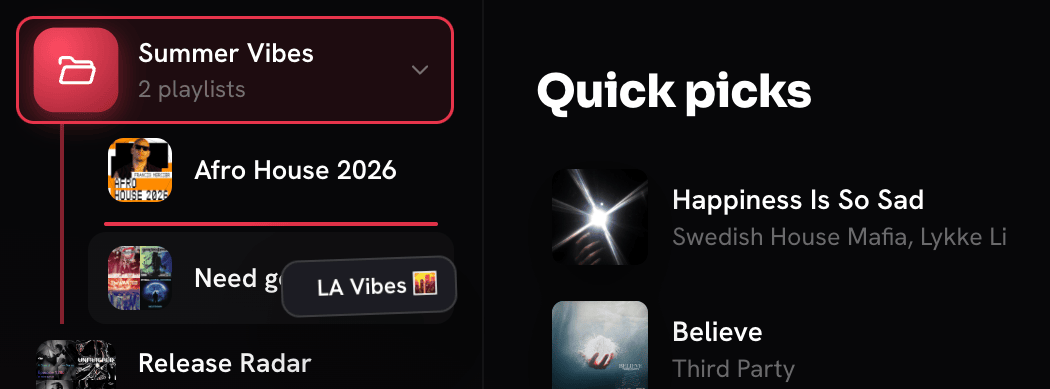 Playlists nested inside a folder