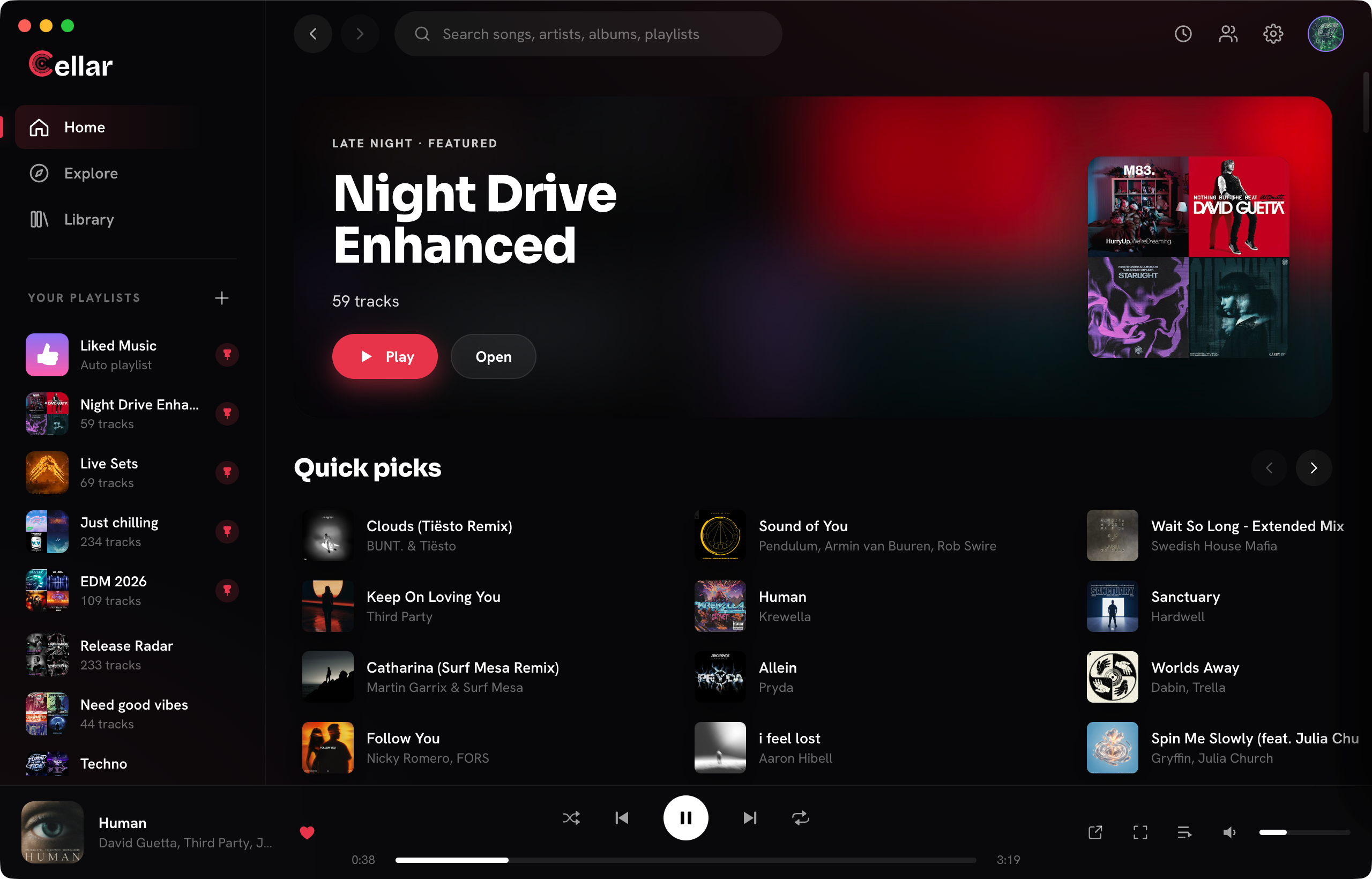 Cellar desktop app home